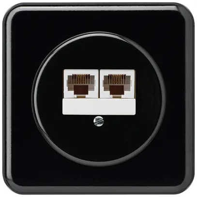 Scatola di raccordo INC basico 2×RJ45u nero parallelo 