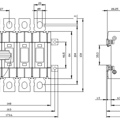 Sezionatore di carico AMD Siemens SENTRON 3KD3 4P 200A 1000V 4CO IP00 grigio 