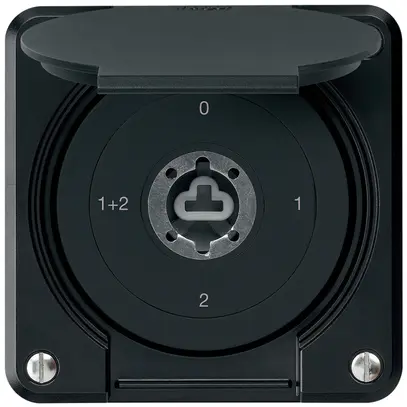 Interruttore a chiave INC robusto IP55 con copertura senza cilindro S1/1P nero 