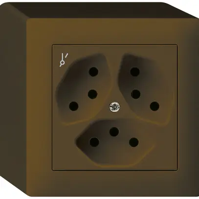 Prise AP kallysto 3×T13/1 brun avec sécurité enfants 