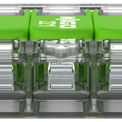 Morsetto di connessione WAGO Green Range 5L 0.5…6mm² con leva ve trasparente 