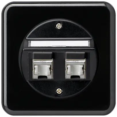 Insert pour prise ENC basico C cat.6 2×RJ45/s sortie oblique noir 