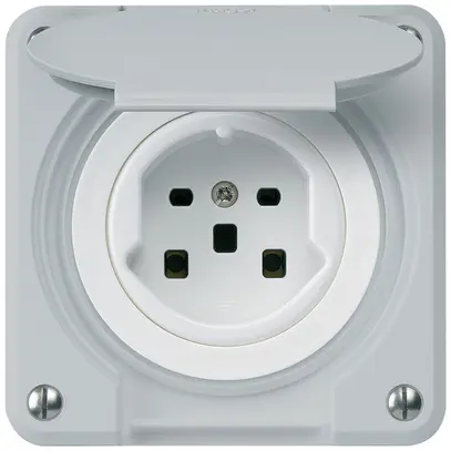 Prise ENC HA robusto type 25 avec bornes enfichables avec couvercle gris 