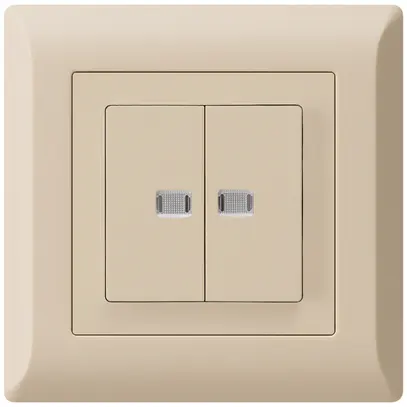 Pulsante luminoso INC kallysto.line 2×AR/1P con 2 lenti beige 