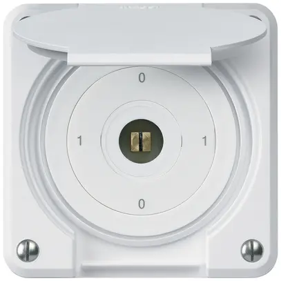Interruttore a chiave quadrata INC robusto IP55 con coperchio S0/1P bianco 