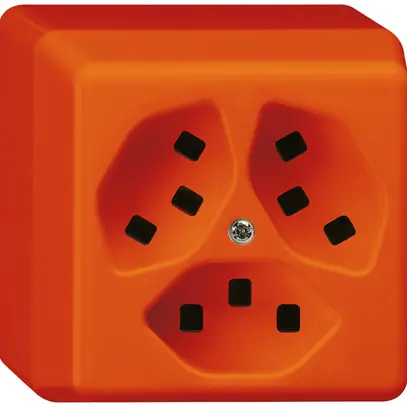 AP-Steckdose Hager basico 3×Typ 23 P orange 