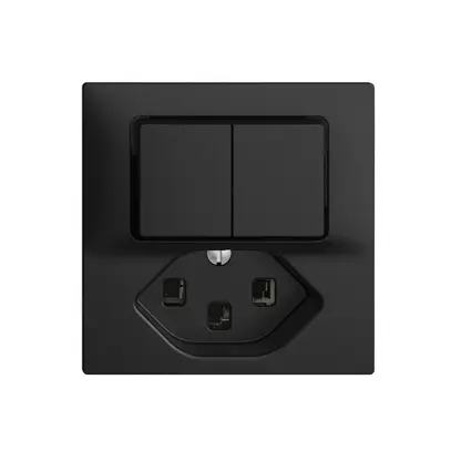 Combinaison 2×A-R/1L+T23 16A EDIZIOdue noir 