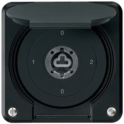 Interruttore a chiave INC robusto IP55 con copertura senza cilindro S2/1P nero 