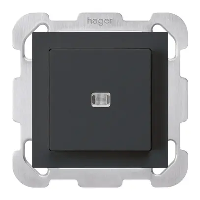 Interrupteur poussoir lumineux ENC kallysto 3/2P noir avec plaque de fixation 