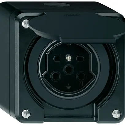 Presa AP HA robusto tipo 15 con morsetti a innesto con coperchio nero 