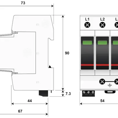 Scaricatore di sovratensione  Citel DAC50S-30-275, tipo 2, 3 poli 