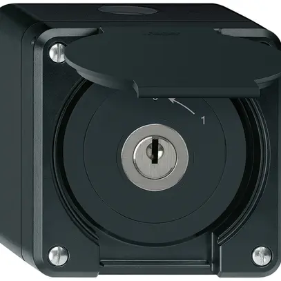 Contatto rotativo chiave AP robusto IP55 nero con coperchio 2P 