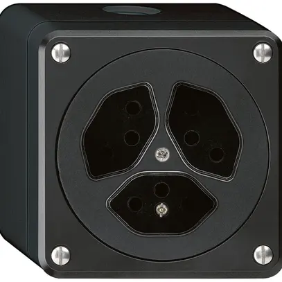 AP-Steckdose robusto 3×Typ 13 schwarz ohne Klappdeckel 