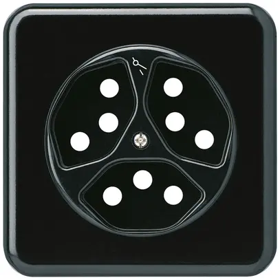 UP-Frontset basico 3×Typ 13/1 schwarz 86×86mm mit Kinderschutz 