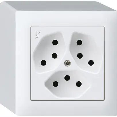 Prise AP kallysto 3×T13/1 blanc avec sécurité enfants 