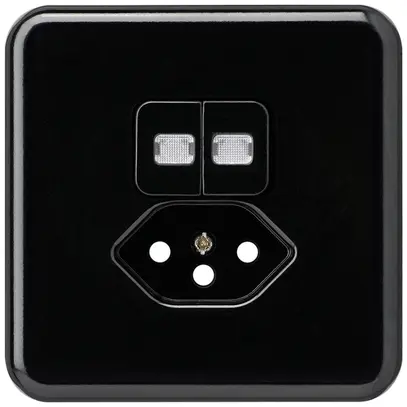 UP-Frontset basico 86×86mm schwarz mit 2 Linsen und Kinderschutz S1/T13 für BOMI 