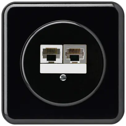 Scatola di raccordo INC basico 2×RJ45s+u separato nero 