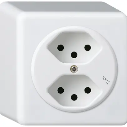 Prise AP basico 2×type 13/1 blanc h=54mm 