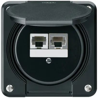 Scatola di raccordo INC robusto IP55 nero 1×RJ45/s 1×RJ45/u separate 