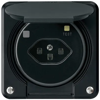 Prise FI robusto A T23 30mA noir, avec shutter 