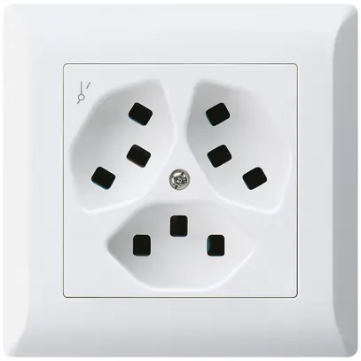 Prise ENC Hager kallysto.line 3×T23 1×S C blanc ultra 