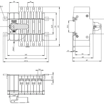 Sezionatore di carico AMD Siemens SENTRON 3KD2 4P 80A 1000V 4CO IP20 grigio 