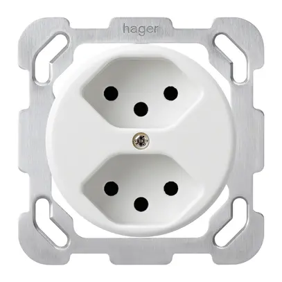 Insert pour prise ENC basico 2×type 13 blanc avec sécurité enfants 