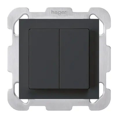 Tasto INC kallysto 2×A-R/1P nero con piastra di fissaggio 