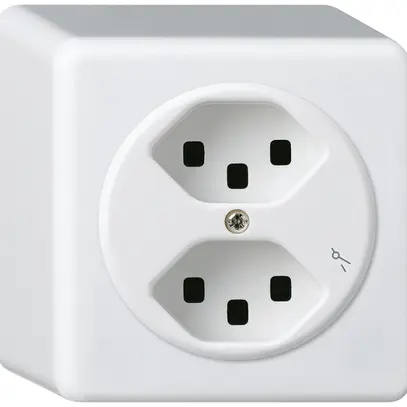 Presa AP Hager basico 2×tipo 23 1×S Q bianco 