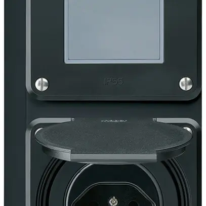 Combinazione AP Hager robusto I-I verticale 3/1L+tipo 13, nero 