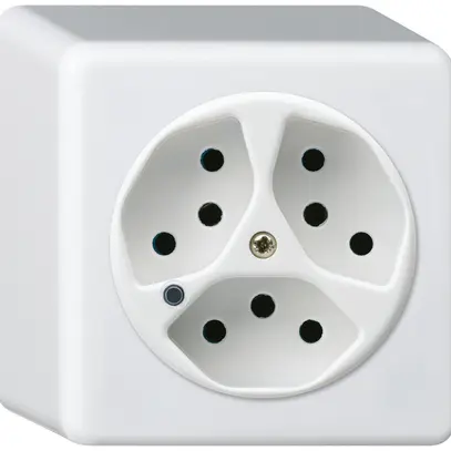 Presa AP Hager basico 3×tipo 13 illuminati Q bianco 