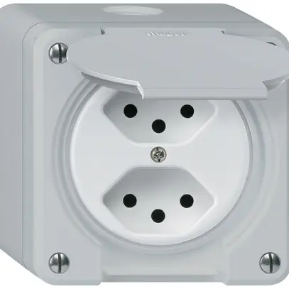 Prise AP robusto 2×type 13 gris 