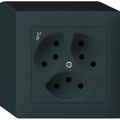 Prise AP kallysto 3×T13/1 noir avec sécurité enfants 