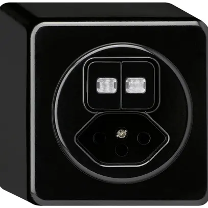 AP-Kombination beleuchtet basico 3+A-R/1L+Typ 13 schwarz 2 Linsen 