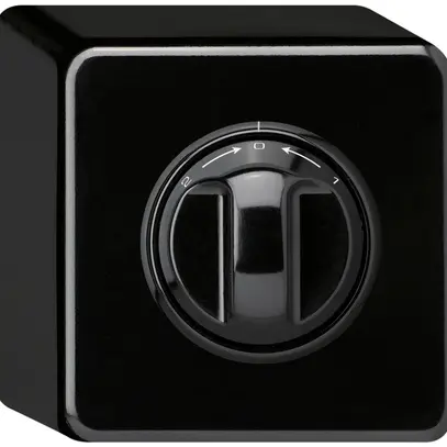 Contatto rotativo AP 1>0<2 basico nero con manopola 