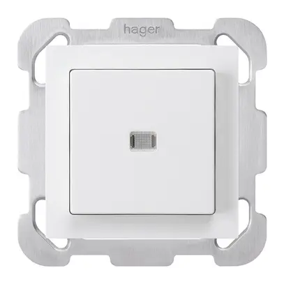 Contact à poussoir lumineux ENC kallysto AR/2P blanc avec plaque de fixation 