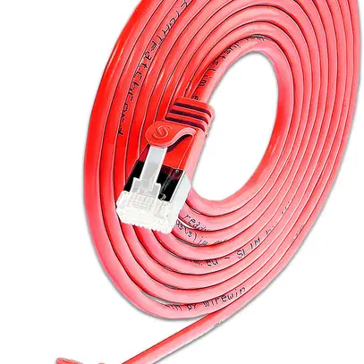 Cavo patch SLIM: 10cm, rosso, 50 pezzi Cat.6A, U/FTP, jack non infrangibile 