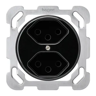 Inserto per presa INC basico 2×tipo 13 nero con protezione bambini 