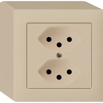 Prise AP kallysto 2×T13 beige avec sécurité enfants 