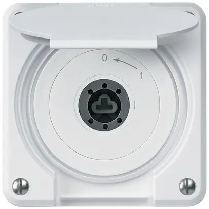 Contatto rotativo a chiave INC robusto IP55 bianco c.operchio senza cilindro 2P 