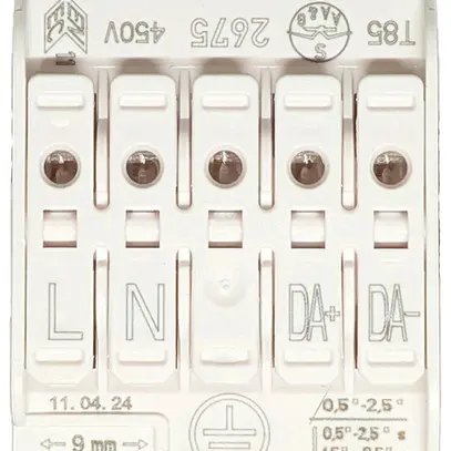 Borne de connexion 5P 0.5…2.5mm² étrier de mise à terre inscription bc 