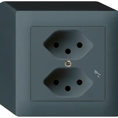 Prise AP kallysto 2×T13/1 anthracite avec sécurité enfants 
