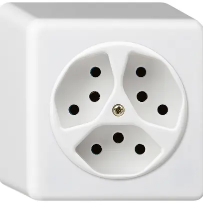 Presa AP basico 3×tipo 13/1 bianco h=54mm 