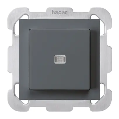 Pulsante luminoso INC kallysto A-R/1P antracite con piastra di fissaggio 