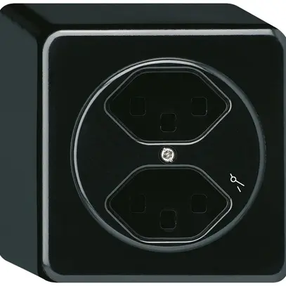 Presa AP Hager basico 2×tipo 23 1×S Q nero 