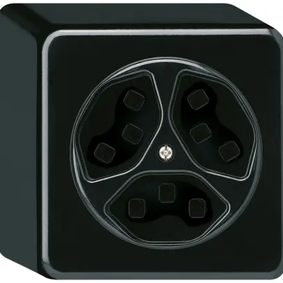 Prise AP Hager basico 3×type 23 Q noir 