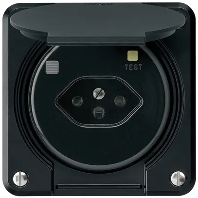 Prise FI robusto A T13 30mA noir, avec shutter 