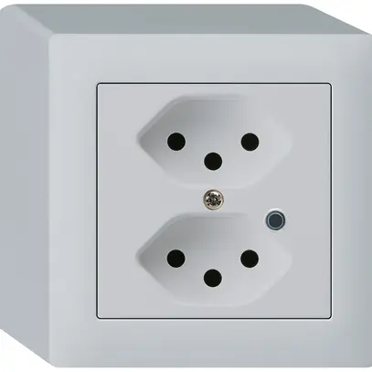 AP-Steckdose Hager kallysto 2×T13 beleuchtet Q lichtgrau 
