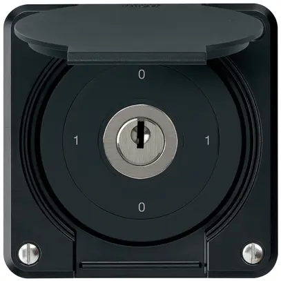 Interrupteur à clé ENC robusto IP55 avec clapet S0/1P noir 