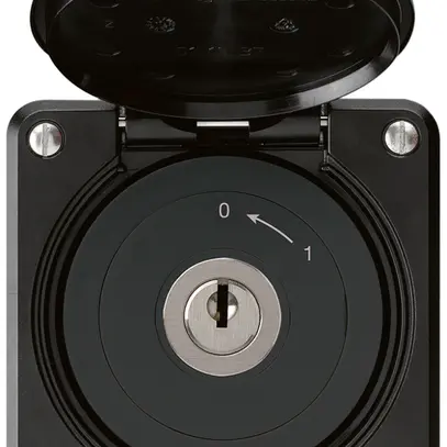 Contact pivotant à clé ENC robusto IP55 noir avec clapet 2P 